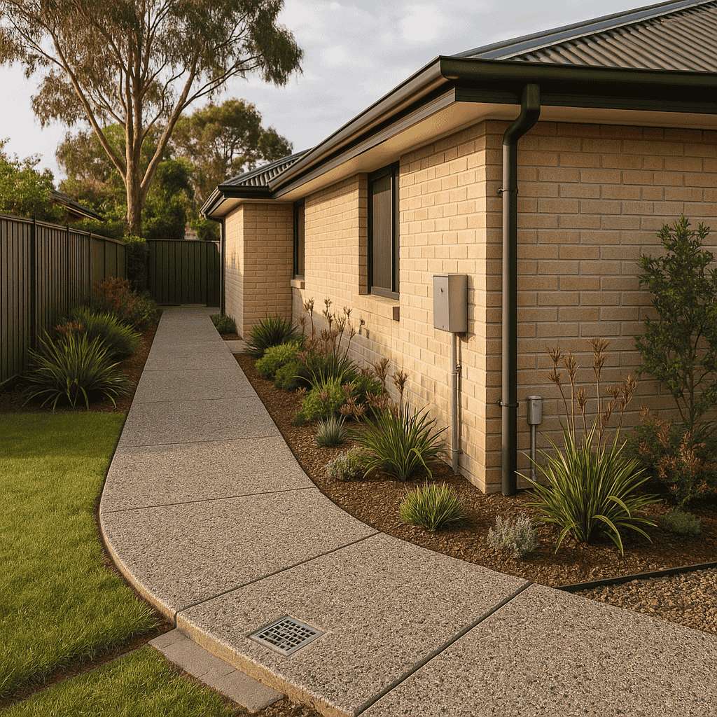 Exposed aggregate garden pathway in Adelaide