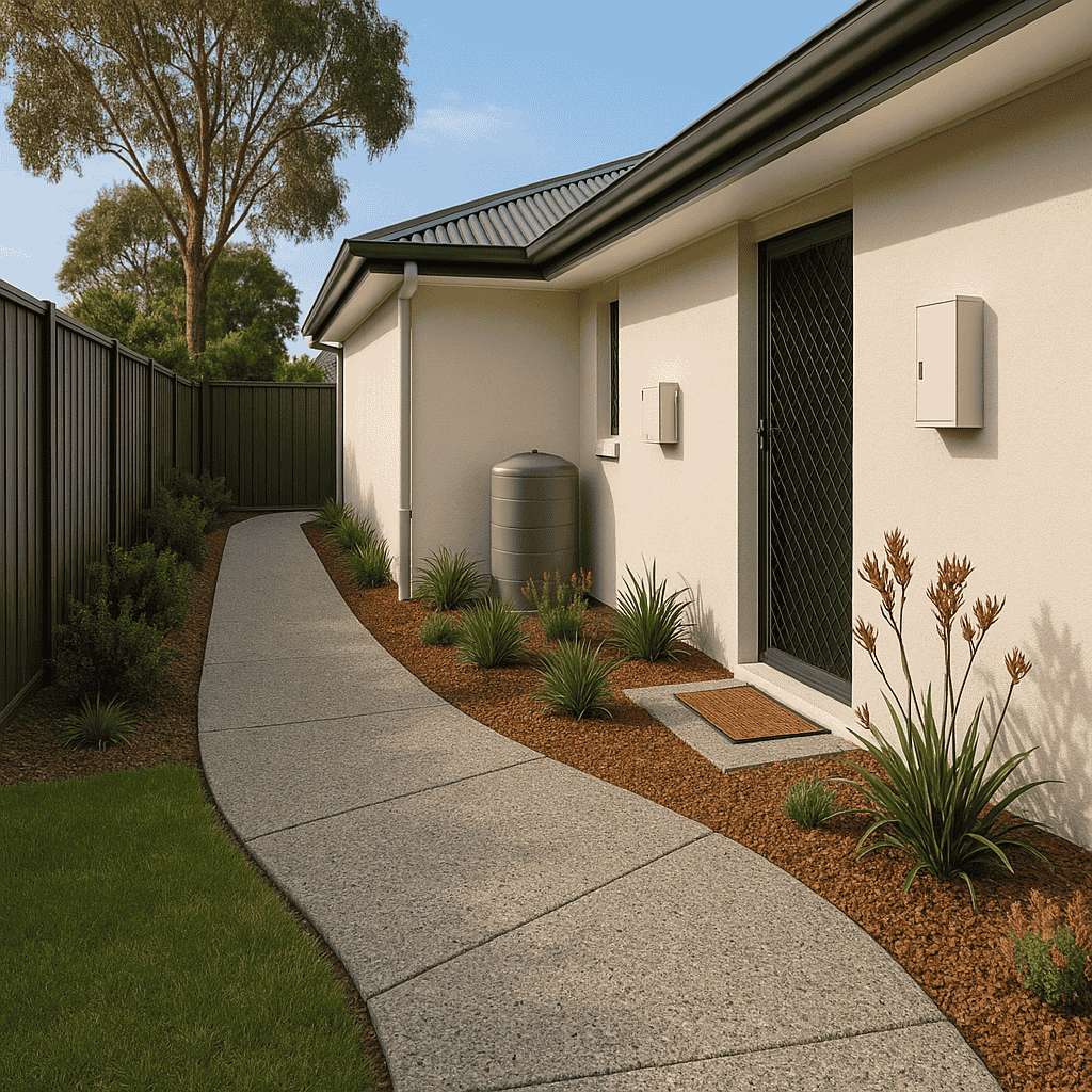 Exposed aggregate path along side access in Adelaide