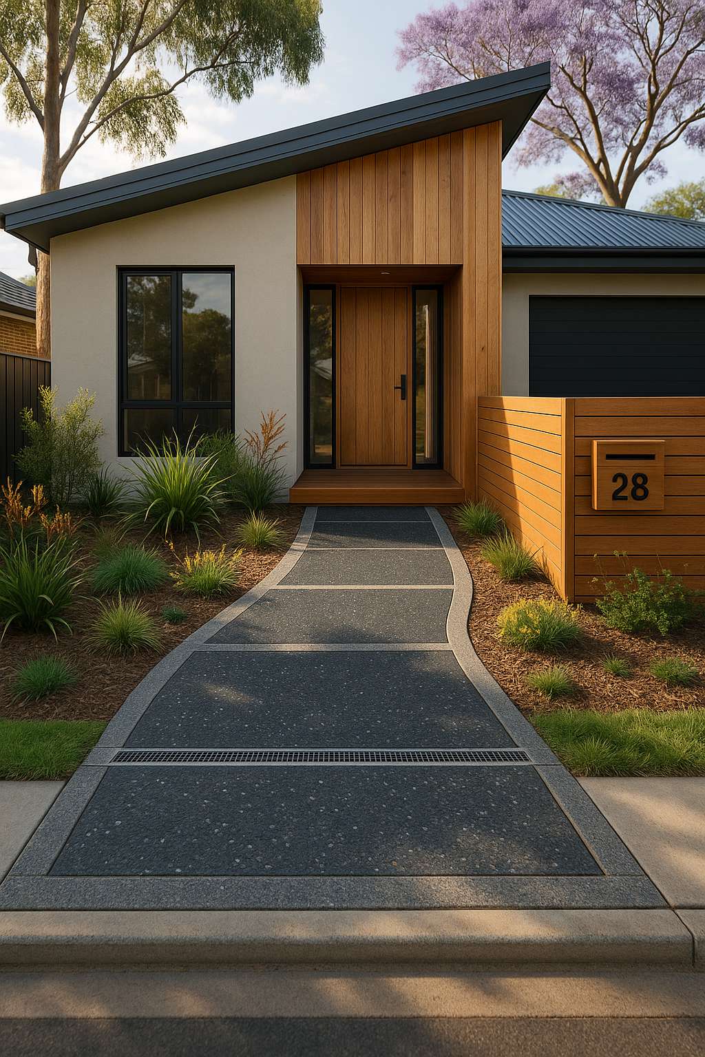 Garden pathway with exposed aggregate in Adelaide