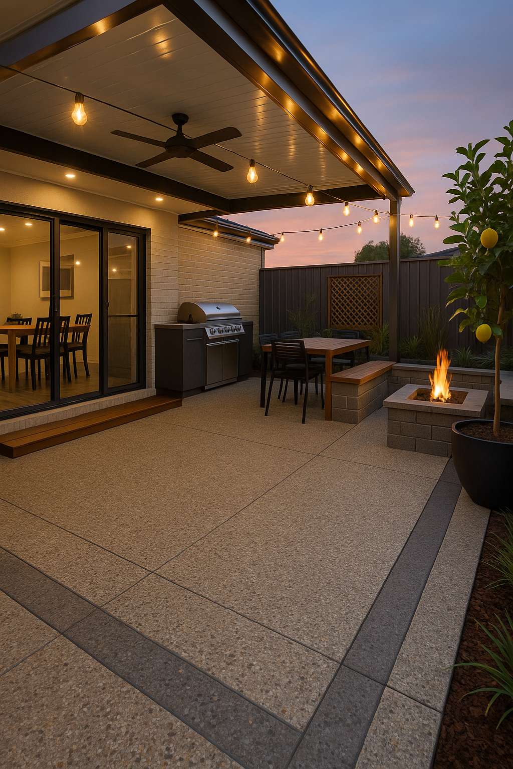 Exposed aggregate alfresco patio in Adelaide