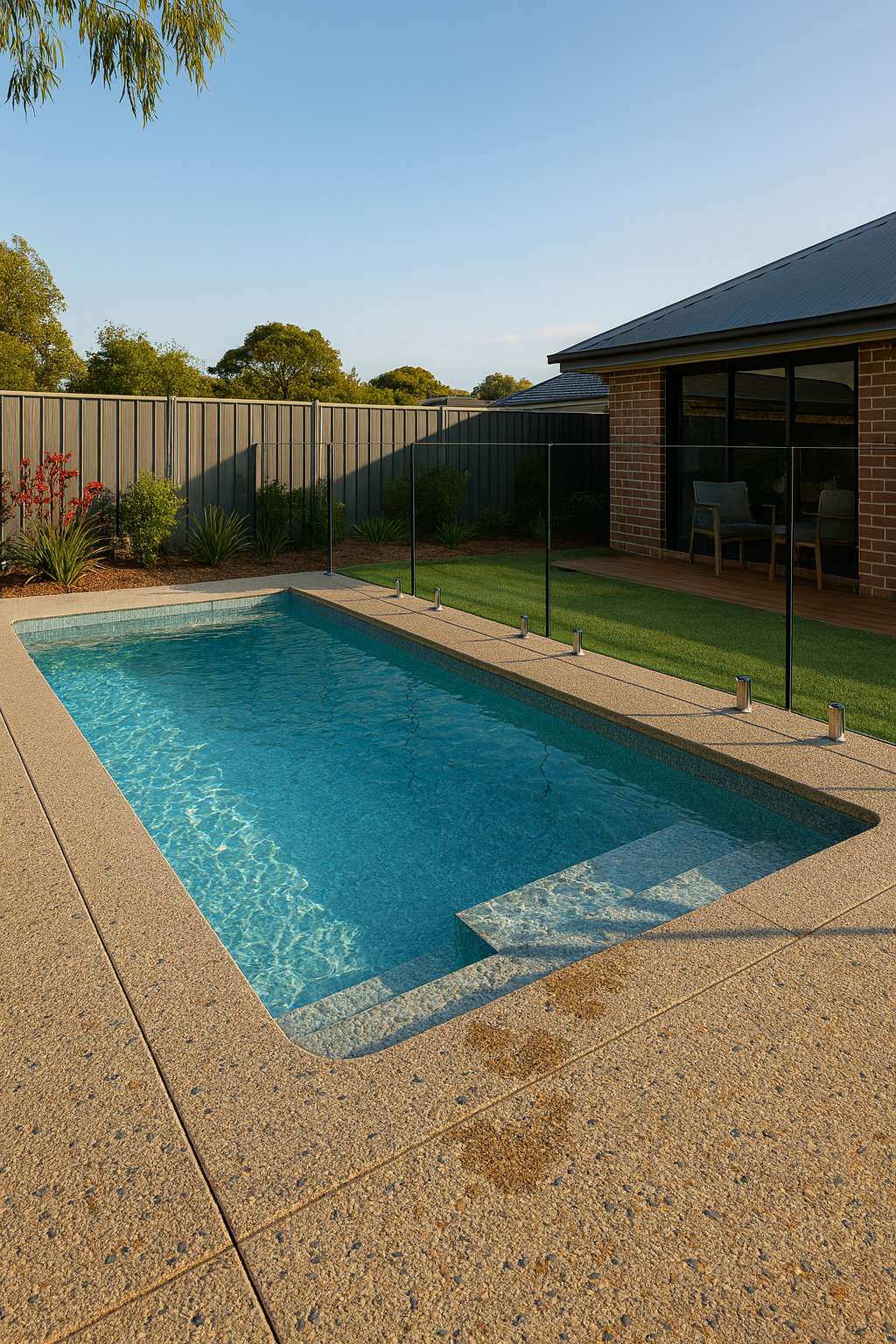 Exposed aggregate pool surrounds in Adelaide