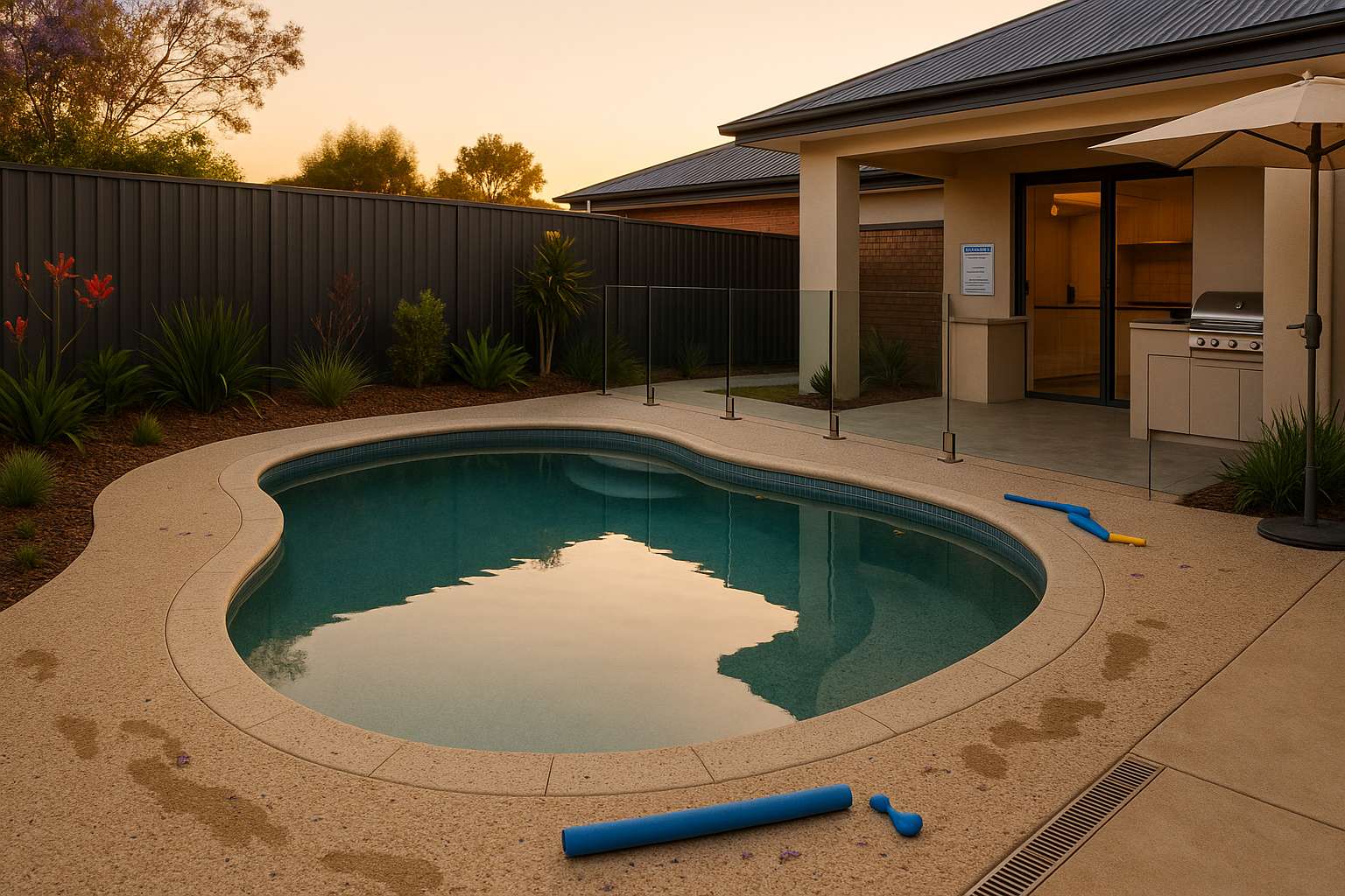 Cooler underfoot light-colour pool surround in Glenelg